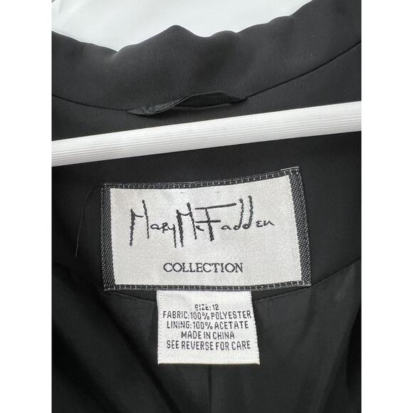 Mary McFadden Vintage Blazer Womens 12 Black Button Silver Clasp Closure Jacket - Picture 6 of 16